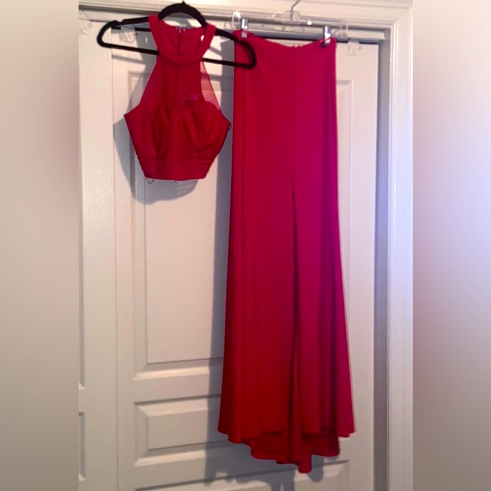 Red Two Piece Formal Gown